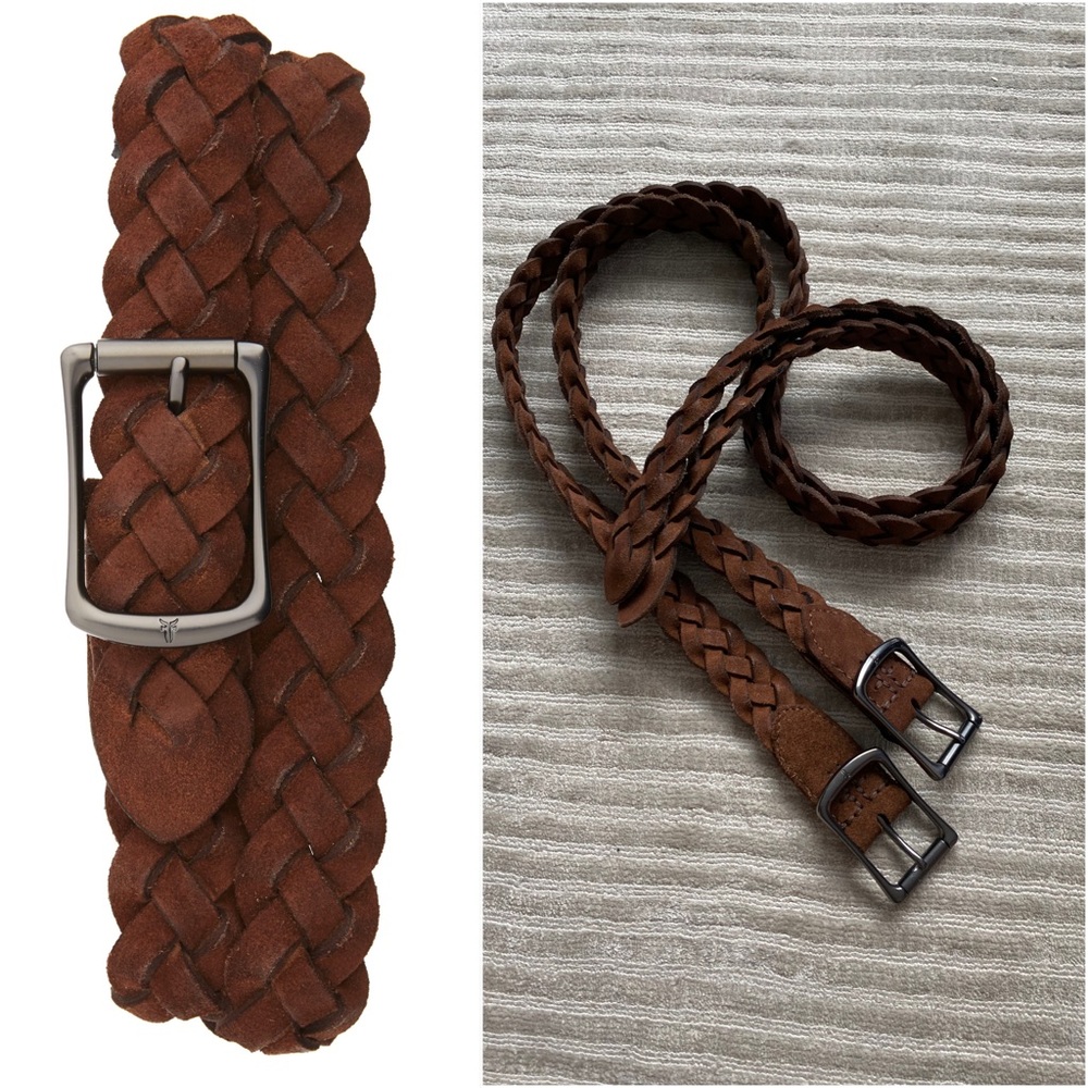 FRYE Braided Waxed Suede Belt 38 & 40